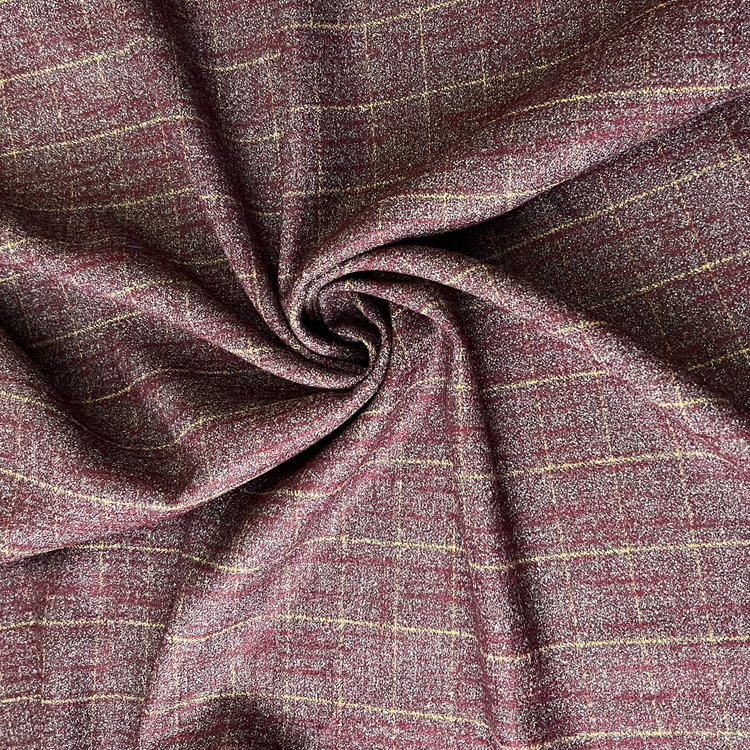 brushed polyester rayon blend check fabric for coat