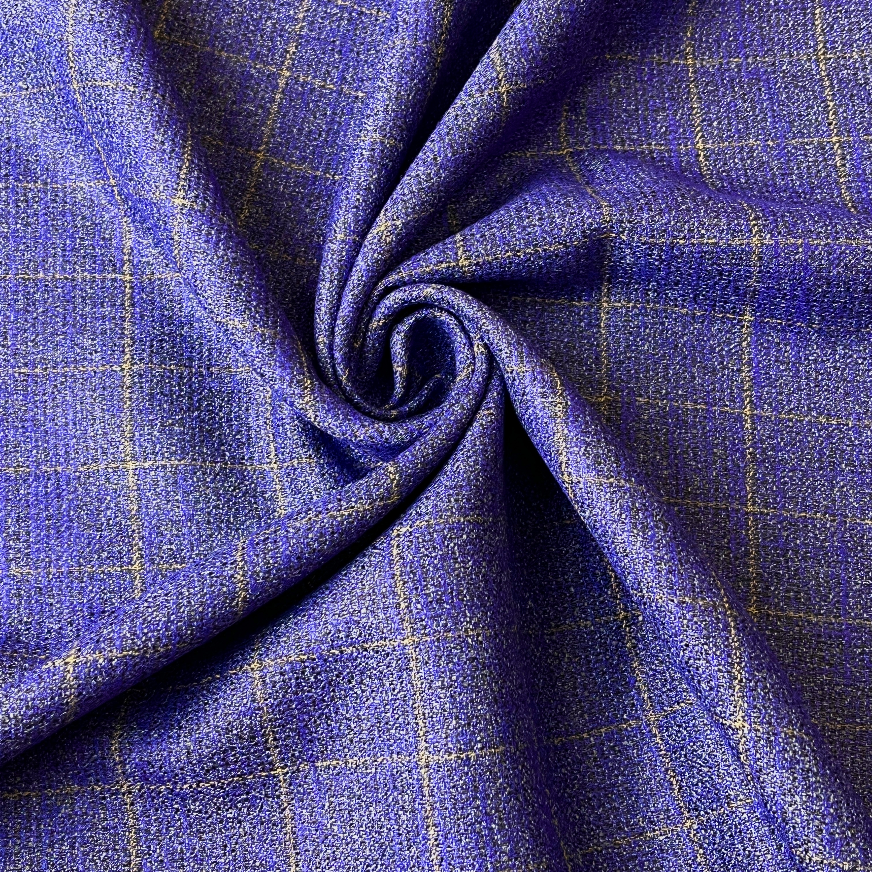 brushed polyester rayon blend check fabric for coat