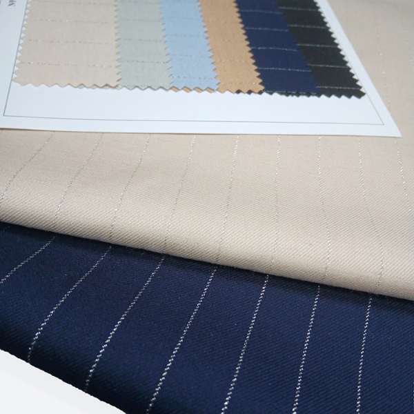 Stripe Fancy Dark blue 30% Wool Fabric For Garment