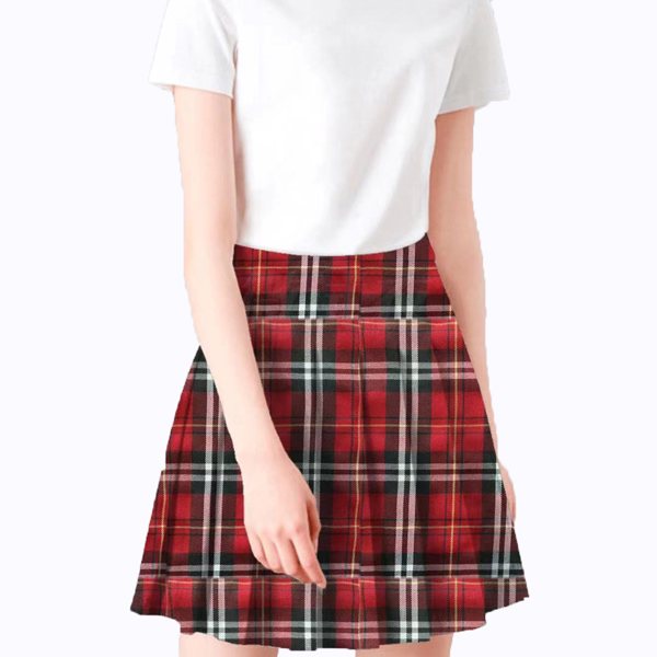 Červená károvaná školská sukňová uniforma priadza farbená